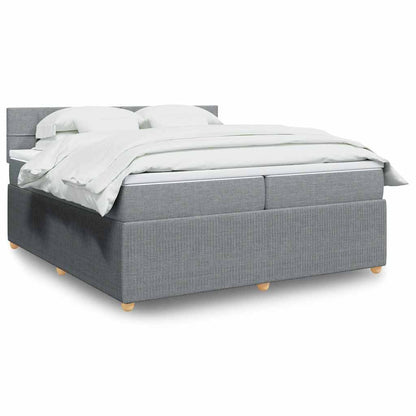 Boxspringbett Mit Matratze Stoff Hellgrau