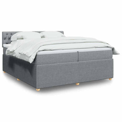 Boxspringbett Mit Matratze Stoff Hellgrau