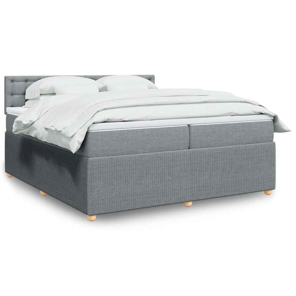 Boxspringbett Mit Matratze Stoff Hellgrau