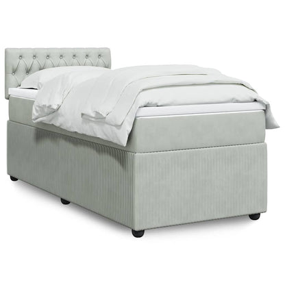 Boxspringbett Mit Matratze Samt Hellgrau