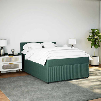 Boxspringbett Mit Matratze Dunkelgrün Samt Dunkelbraun