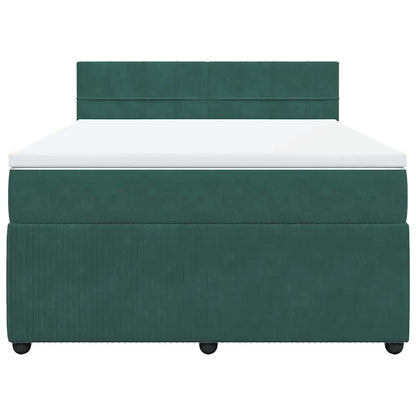 Boxspringbett Mit Matratze Dunkelgrün Samt Dunkelbraun