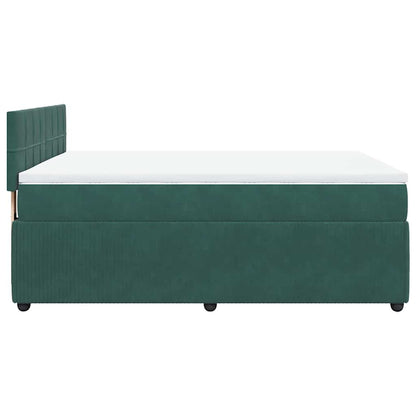 Boxspringbett Mit Matratze Dunkelgrün Samt Dunkelbraun