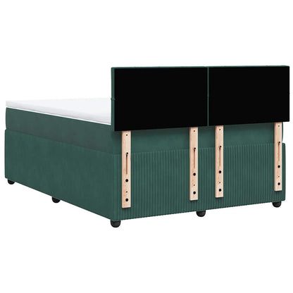Boxspringbett Mit Matratze Dunkelgrün Samt Dunkelbraun
