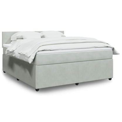 Boxspringbett Mit Matratze Samt Hellgrau