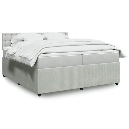 Boxspringbett Mit Matratze Samt Hellgrau