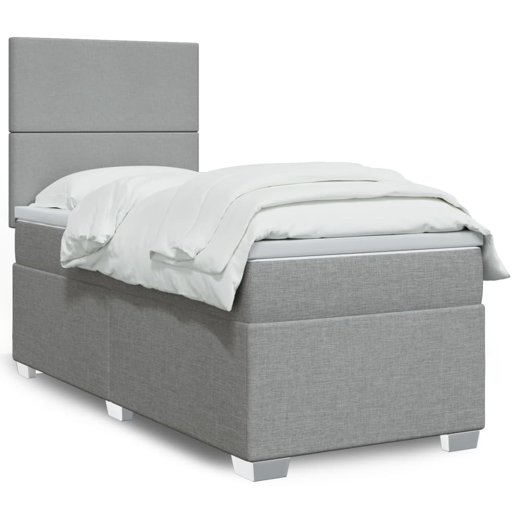 Boxspringbett Mit Matratze Stoff Hellgrau