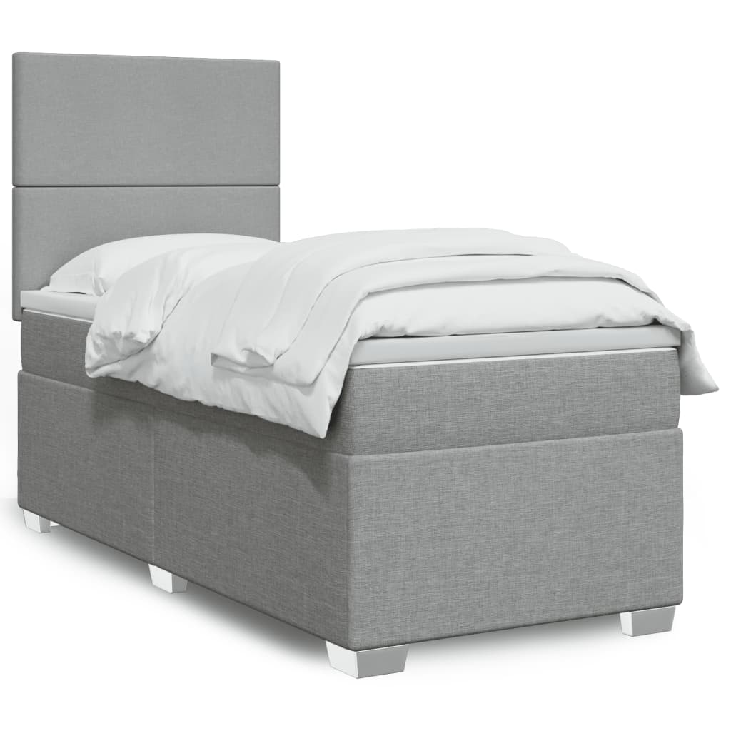 Boxspringbett Mit Matratze Stoff Hellgrau