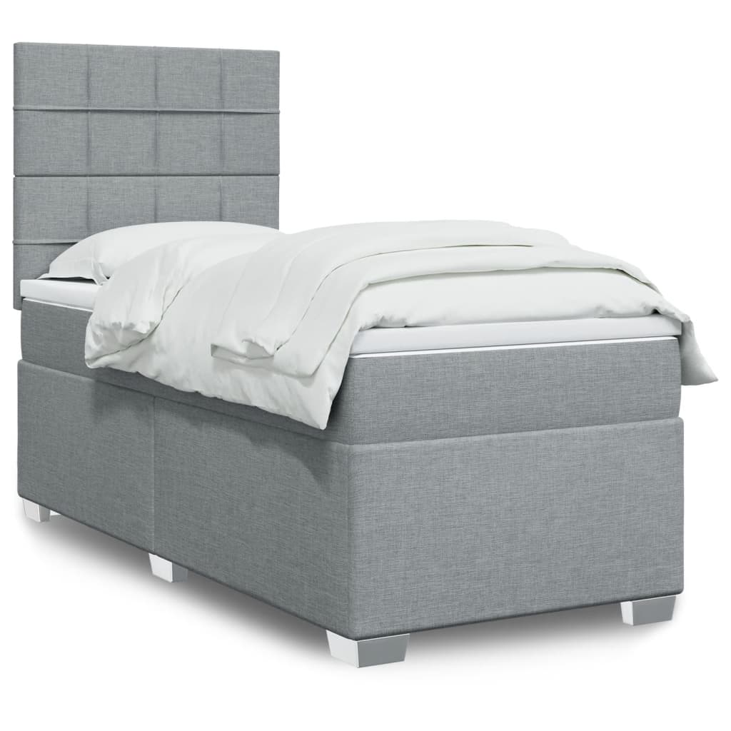 Boxspringbett Mit Matratze Stoff Hellgrau