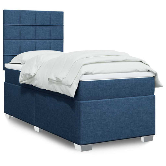 Boxspringbett Mit Matratze Stoff Blau