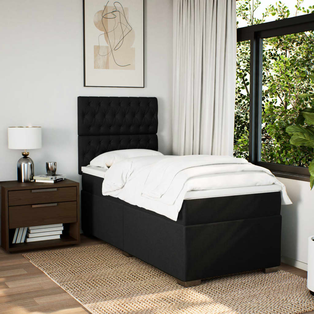 Boxspringbett Mit Matratze Stoff Schwarz