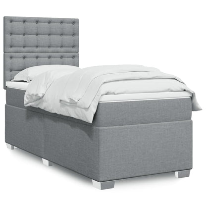 Boxspringbett Mit Matratze Stoff Hellgrau