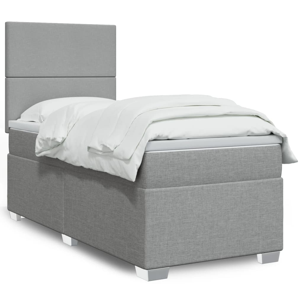 Boxspringbett Mit Matratze Stoff Hellgrau