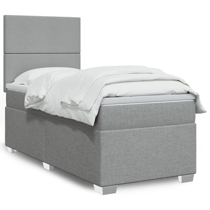 Boxspringbett Mit Matratze Stoff Hellgrau