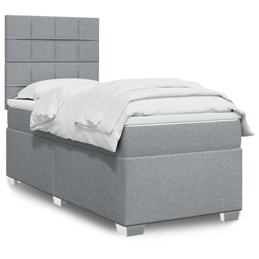Boxspringbett Mit Matratze Stoff Hellgrau