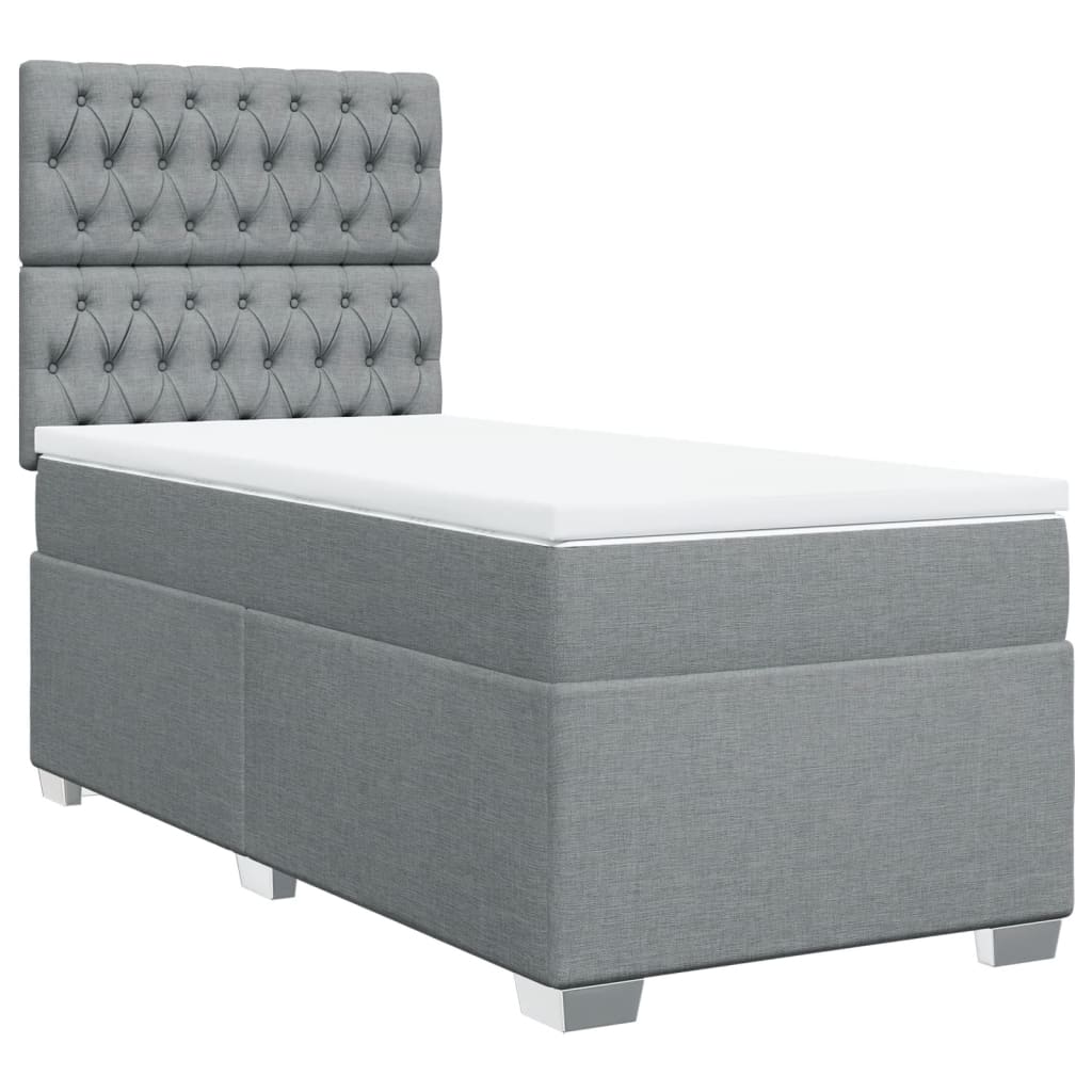 Boxspringbett Mit Matratze Stoff Hellgrau