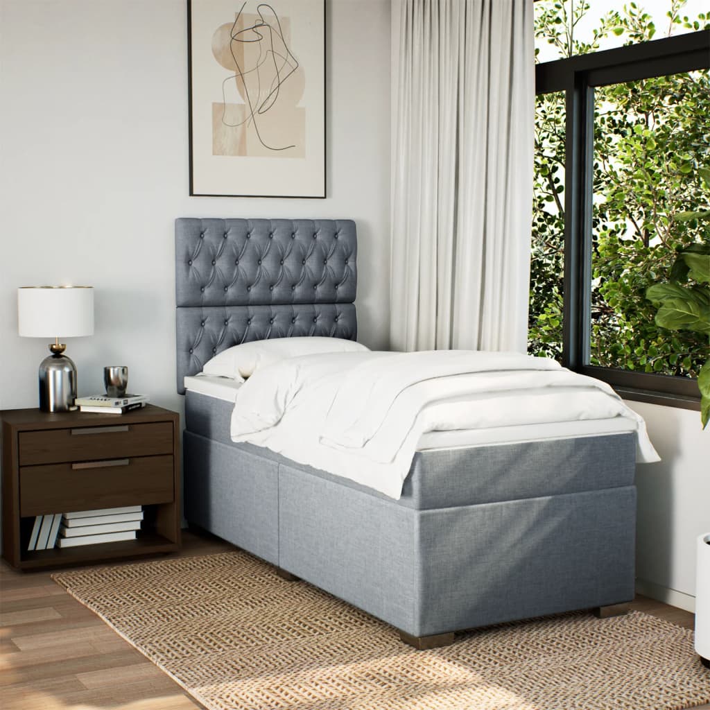 Boxspringbett Mit Matratze Stoff Hellgrau