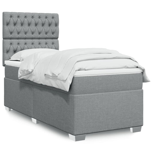 Boxspringbett Mit Matratze Stoff Hellgrau
