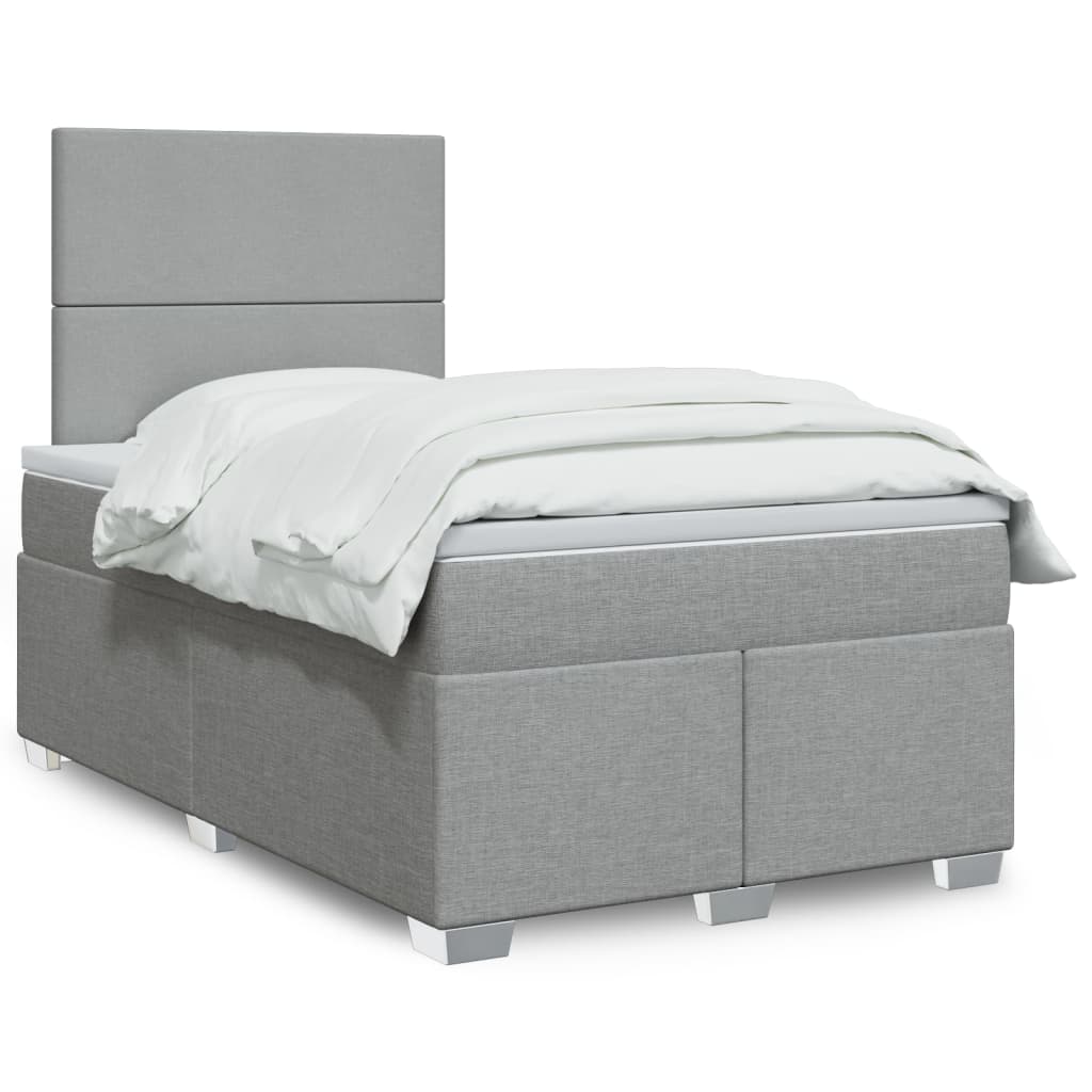 Boxspringbett Mit Matratze Stoff Hellgrau