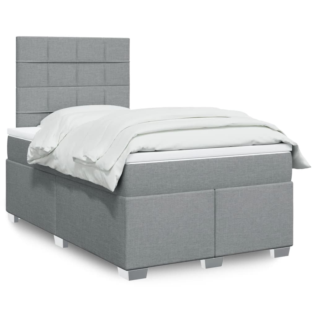 Boxspringbett Mit Matratze Stoff Hellgrau