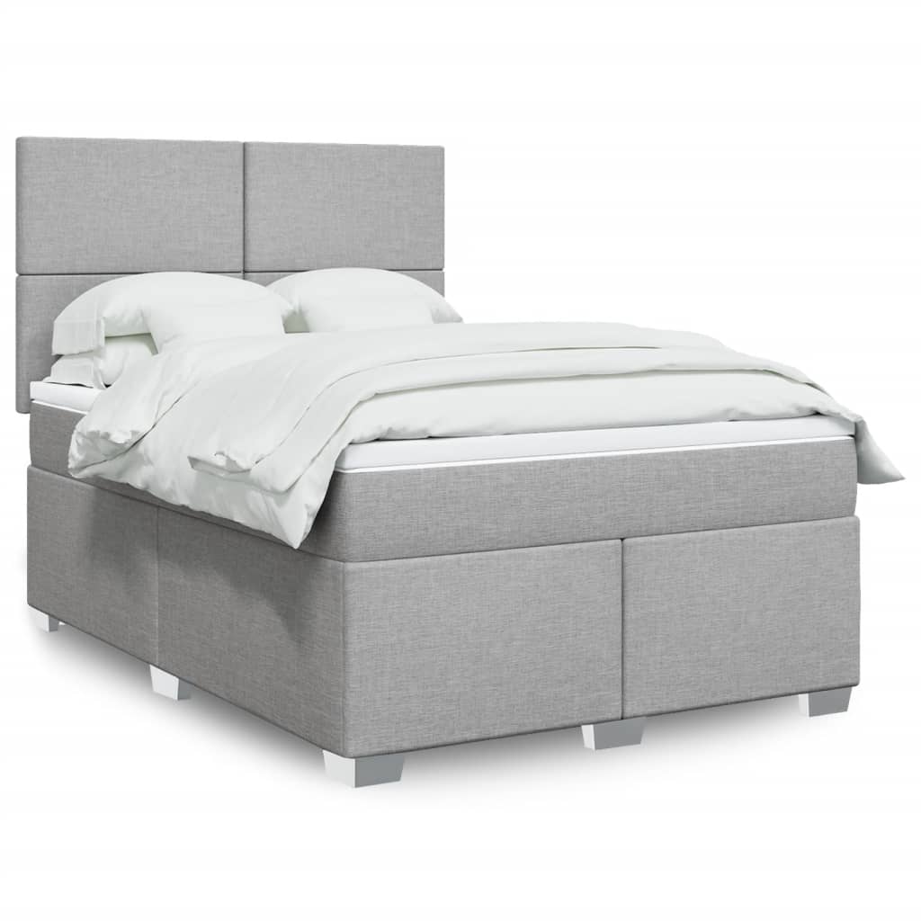 Boxspringbett Mit Matratze Stoff Hellgrau