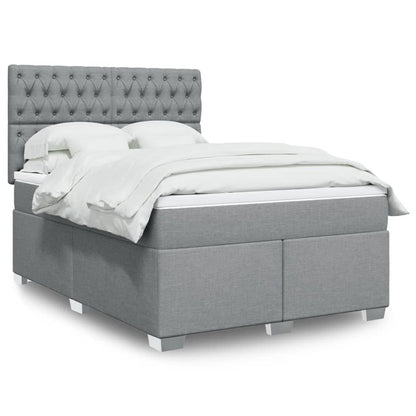 Boxspringbett Mit Matratze Stoff Hellgrau