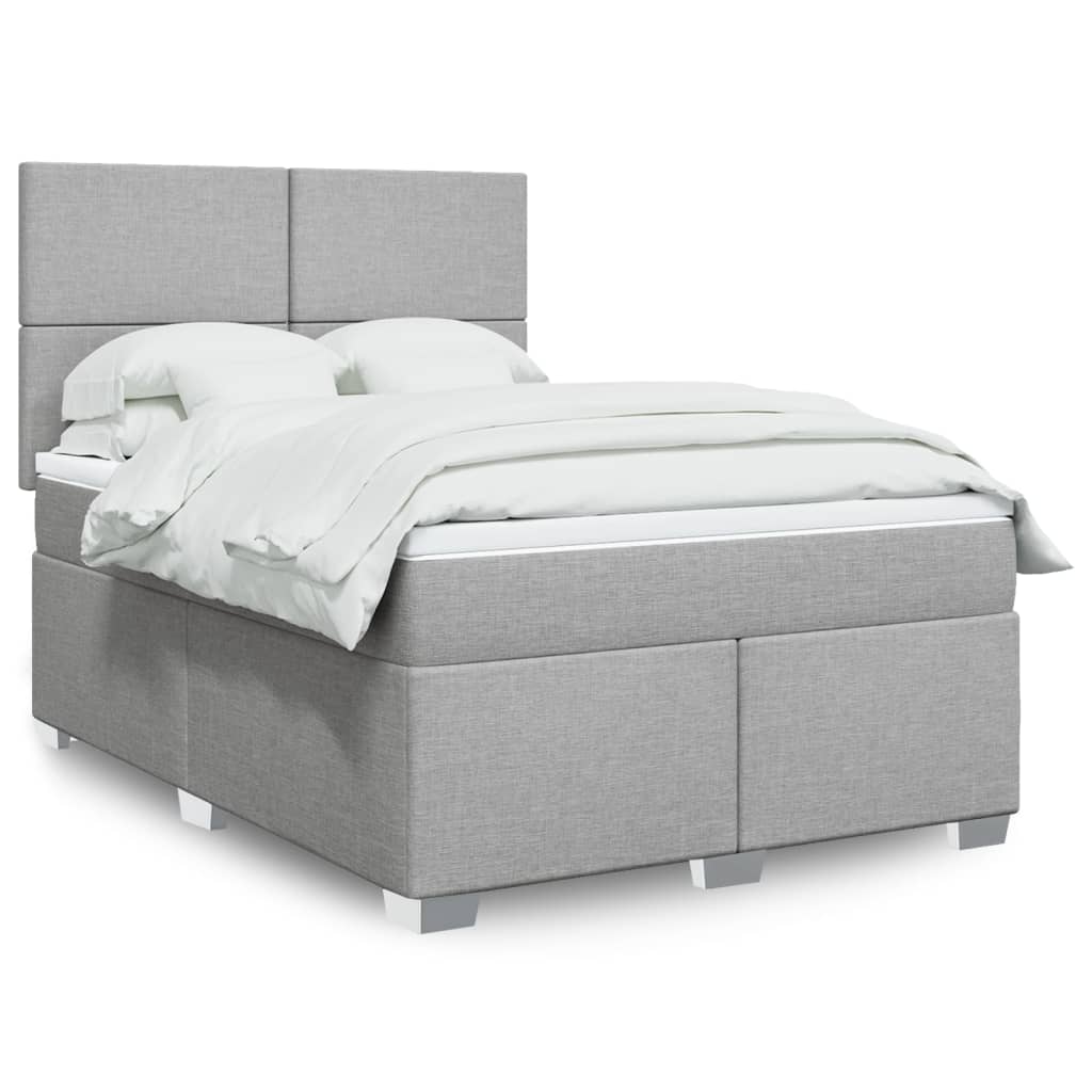 Boxspringbett Mit Matratze Stoff Hellgrau