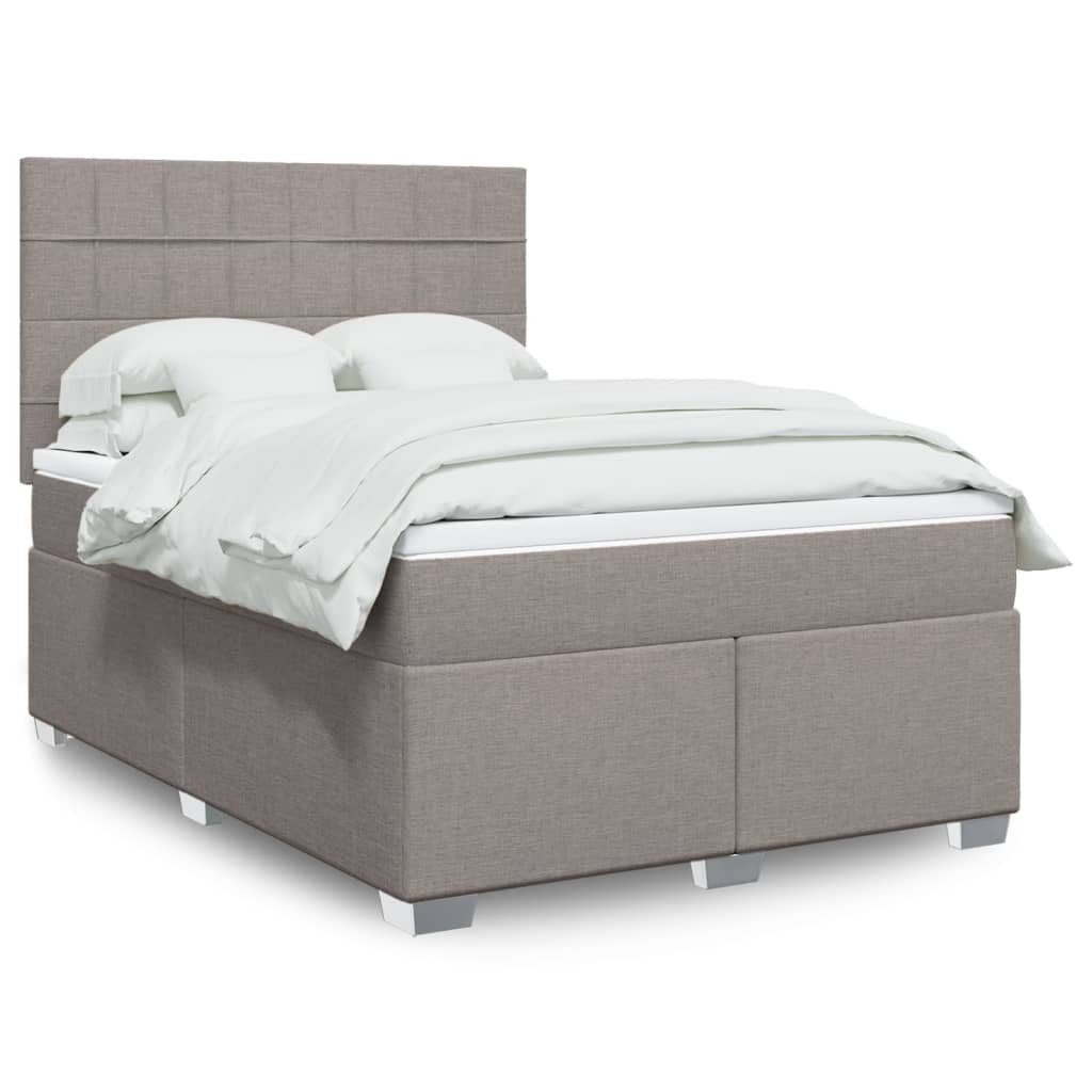 Boxspringbett Mit Matratze Stoff Taupe