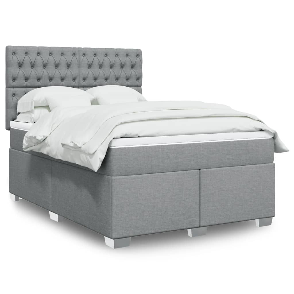 Boxspringbett Mit Matratze Stoff Hellgrau