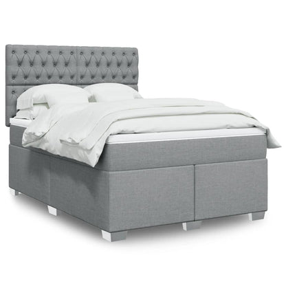 Boxspringbett Mit Matratze Stoff Hellgrau