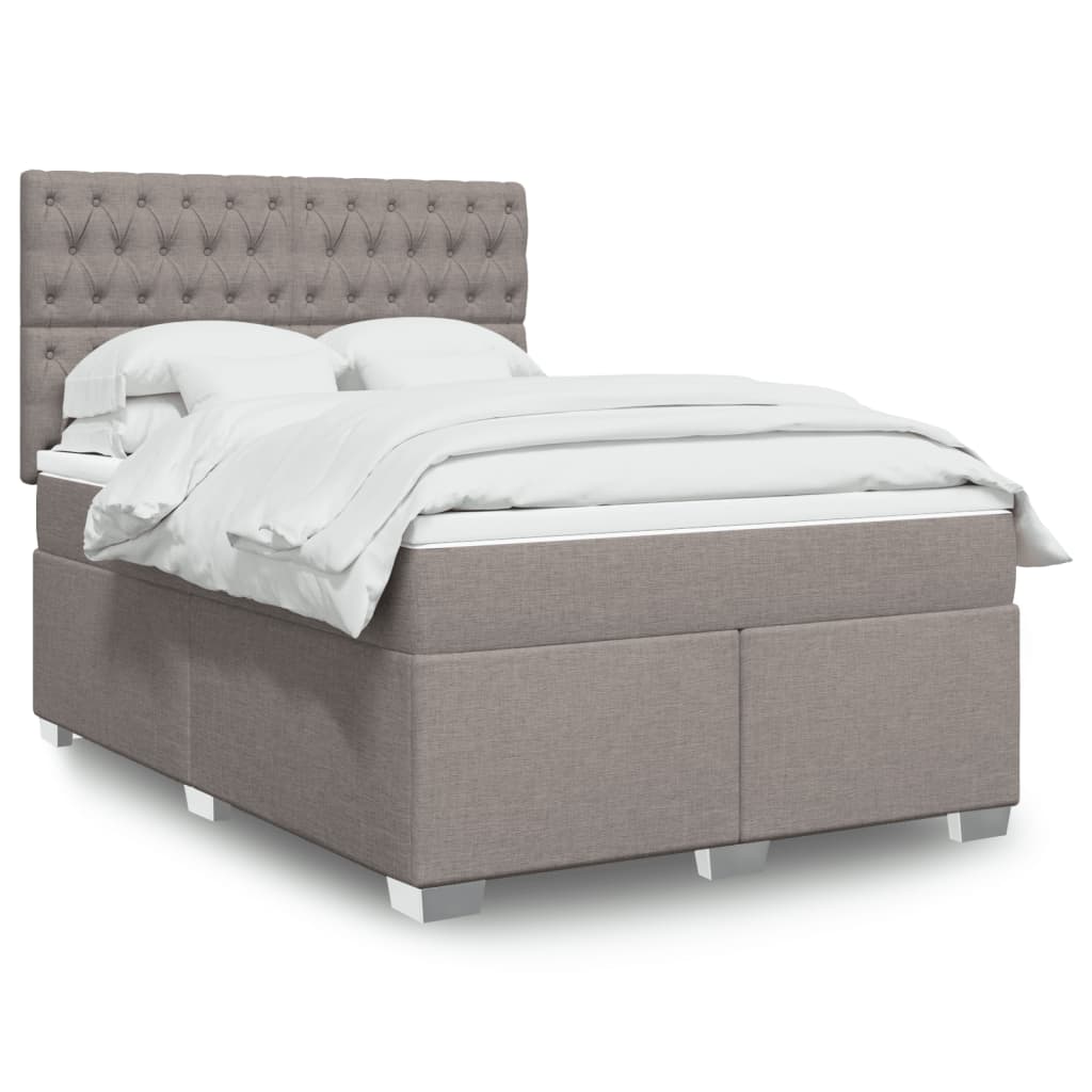 Boxspringbett Mit Matratze Stoff Taupe