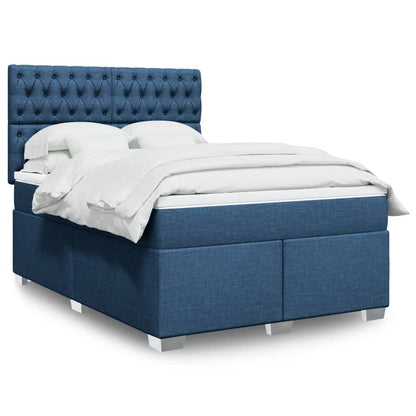 Boxspringbett Mit Matratze Stoff Blau