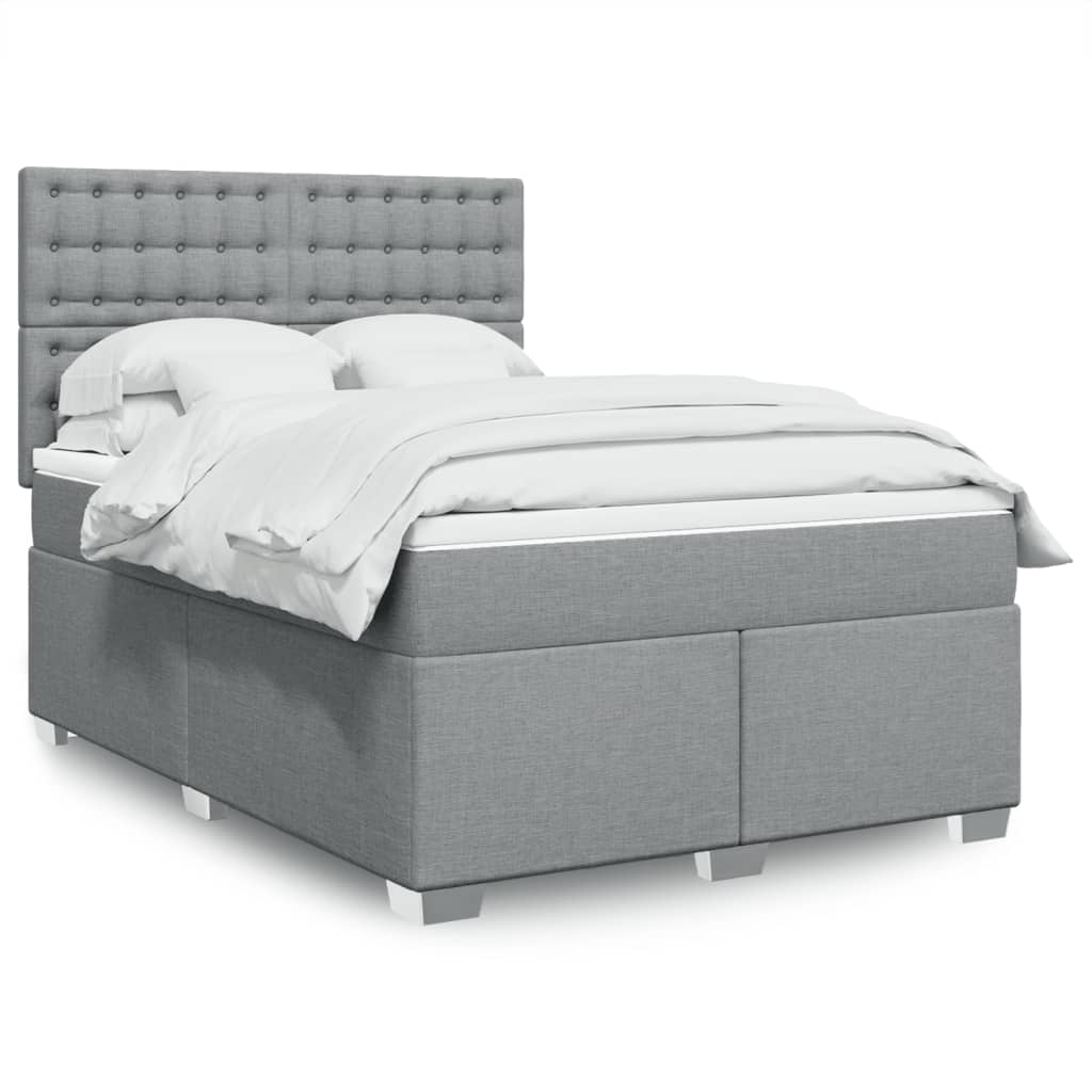 Boxspringbett Mit Matratze Stoff Hellgrau