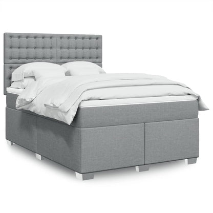 Boxspringbett Mit Matratze Stoff Hellgrau