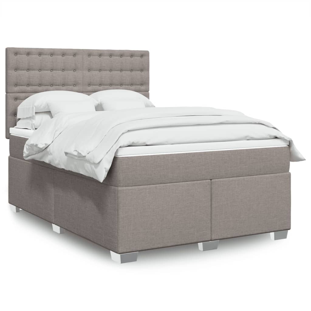Boxspringbett Mit Matratze Stoff Taupe