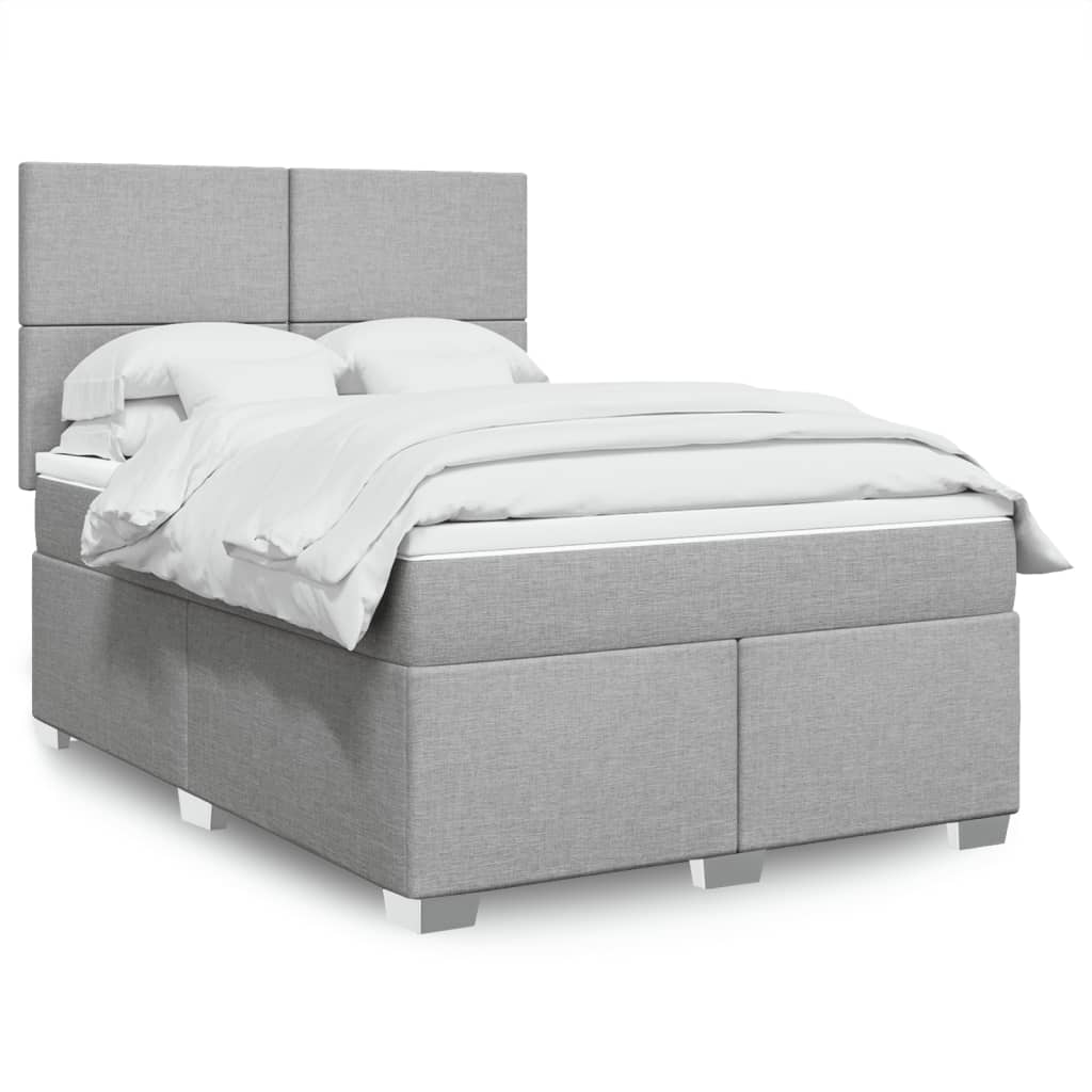 Boxspringbett Mit Matratze Stoff Hellgrau