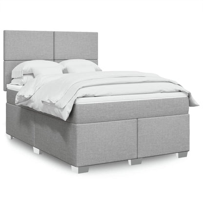 Boxspringbett Mit Matratze Stoff Hellgrau