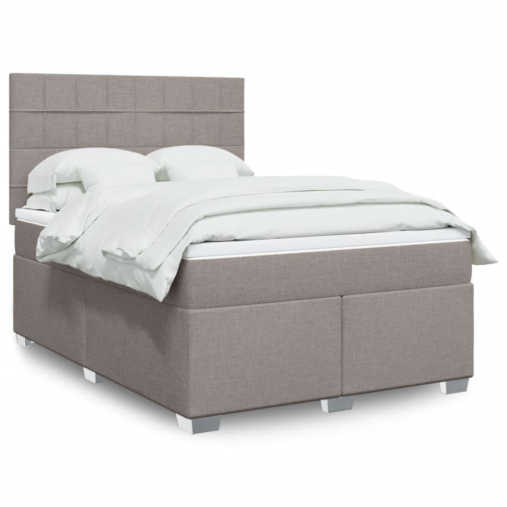 Boxspringbett Mit Matratze Stoff Taupe