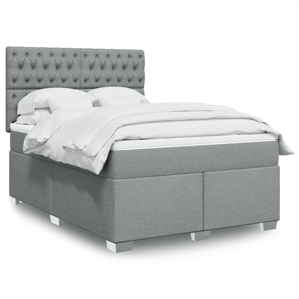 Boxspringbett Mit Matratze Stoff Hellgrau
