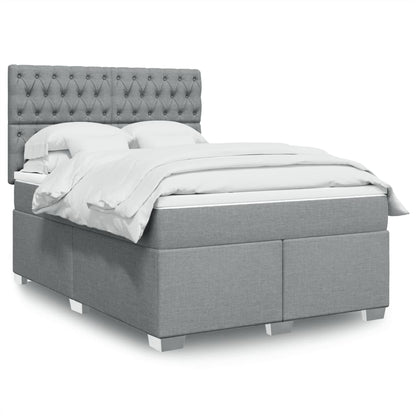 Boxspringbett Mit Matratze Stoff Hellgrau