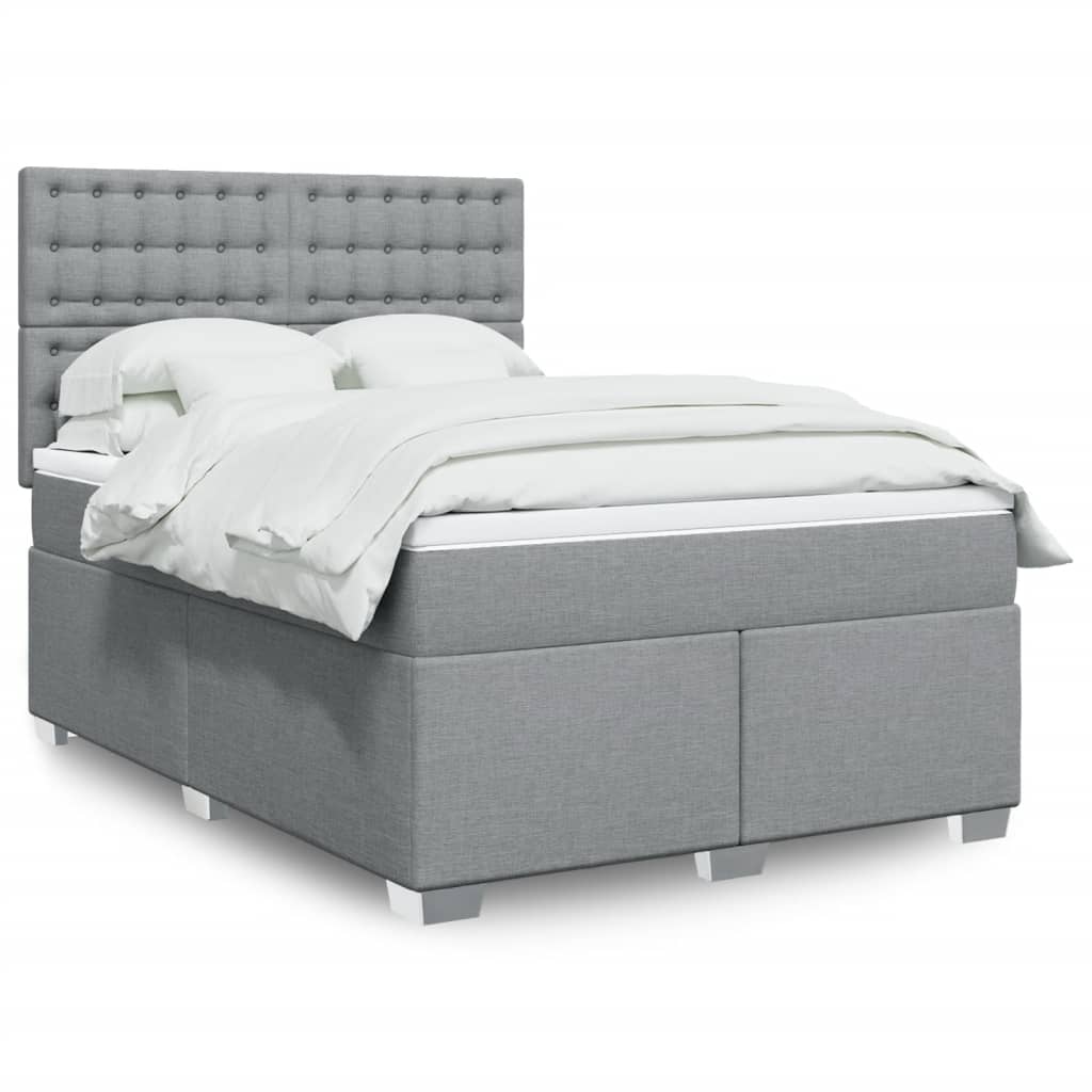 Boxspringbett Mit Matratze Stoff Hellgrau