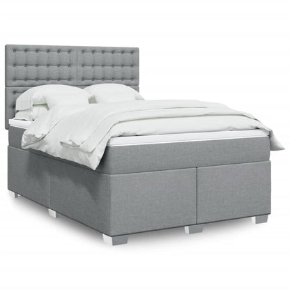 Boxspringbett Mit Matratze Stoff Hellgrau