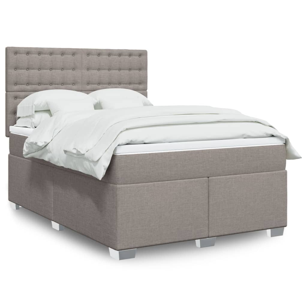 Boxspringbett Mit Matratze Stoff Taupe