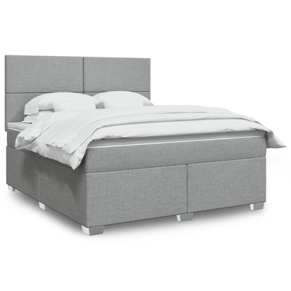 Boxspringbett Mit Matratze Stoff Hellgrau