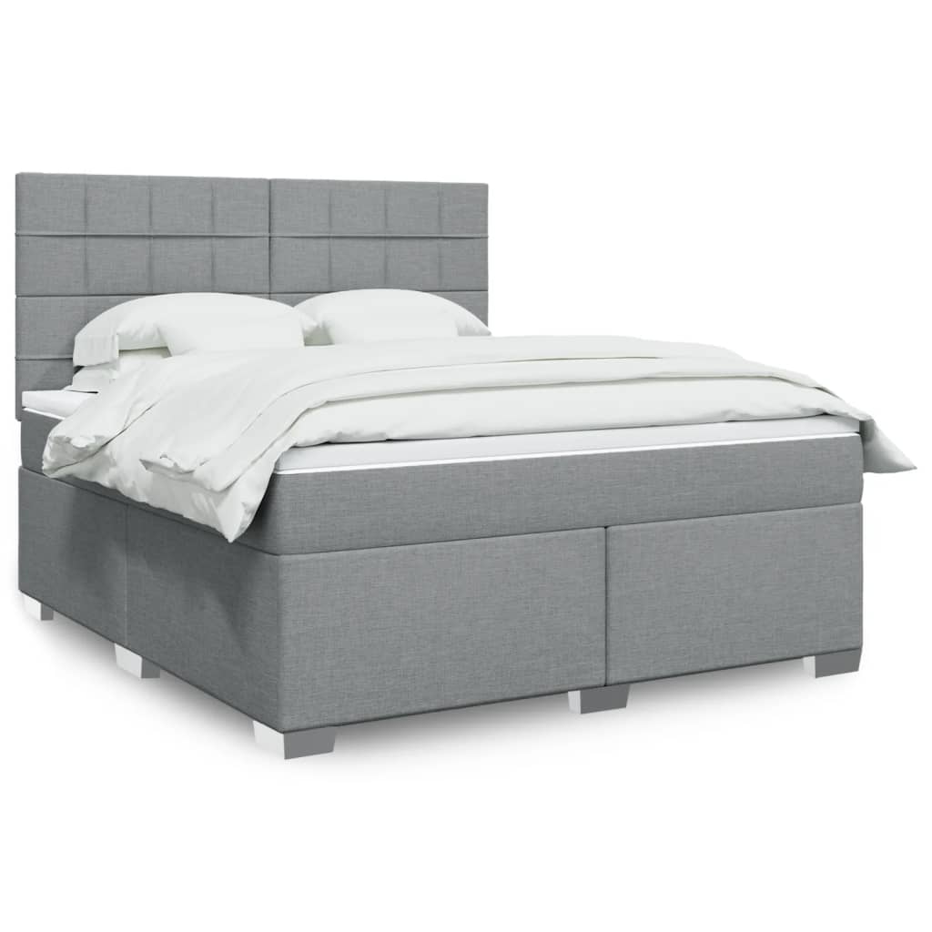 Boxspringbett Mit Matratze Stoff Hellgrau