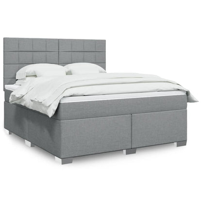 Boxspringbett Mit Matratze Stoff Hellgrau