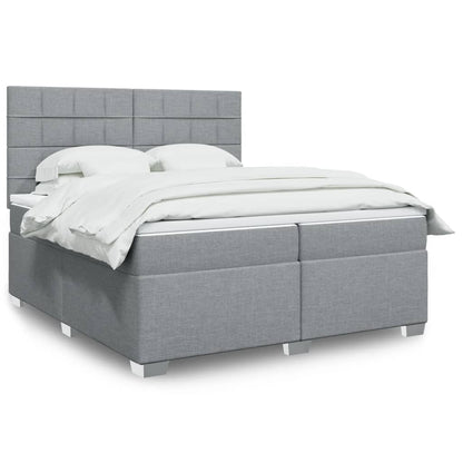 Boxspringbett Mit Matratze Stoff Hellgrau