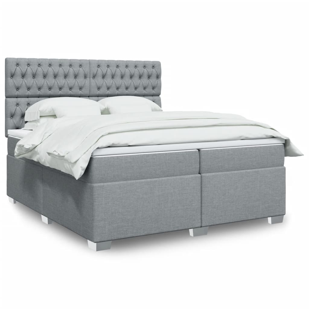 Boxspringbett Mit Matratze Stoff Hellgrau