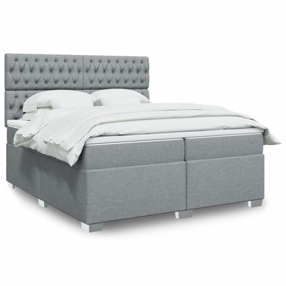 Boxspringbett Mit Matratze Stoff Hellgrau