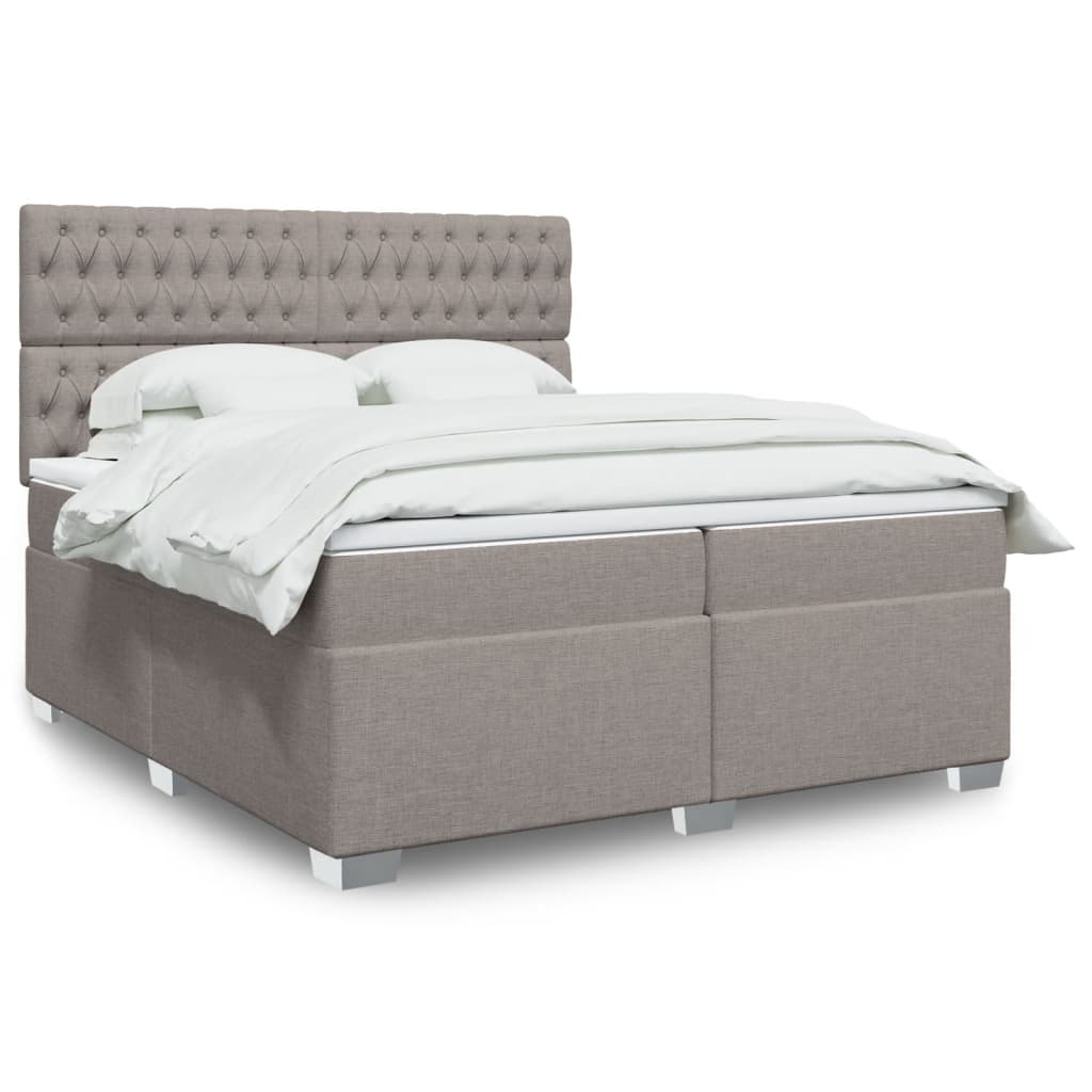 Boxspringbett Mit Matratze Stoff Taupe